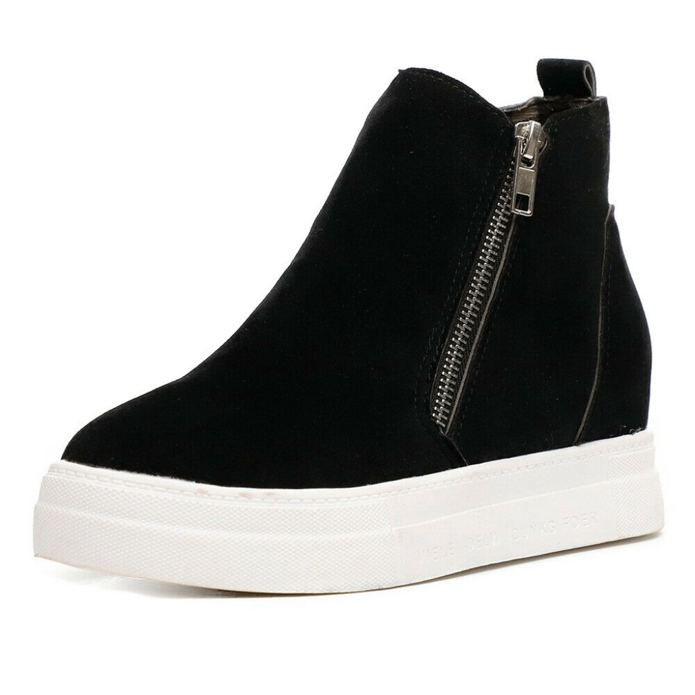 Zip Up Wedge Athletic Sneakers Black